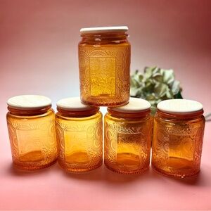 Embossed Vintage inspired 4 ounce spice jars - pack of 5.